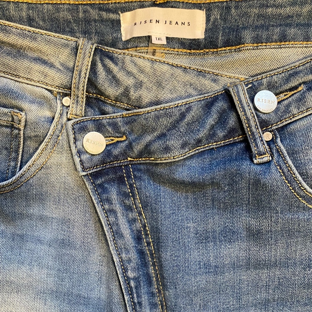 Risen Split Dye Color Block Side Button Straight … - image 3